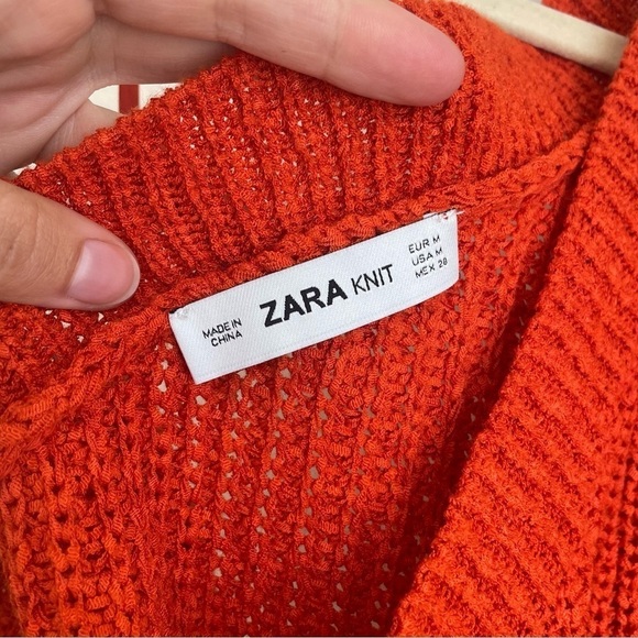 Zara Knit one arm sweater Medium bright orange one shoulder cut out blogger fave - Picture 7 of 11